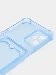 Голубой чехол противоударный для Realme C35 / Реалми С35 прозрачный, с карманом для карты