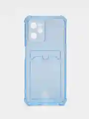 Голубой чехол противоударный для Realme C35 / Реалми С35 прозрачный, с карманом для карты