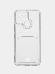 Чехол для Infinix Smart 6, прозрачный, с карманом для карты