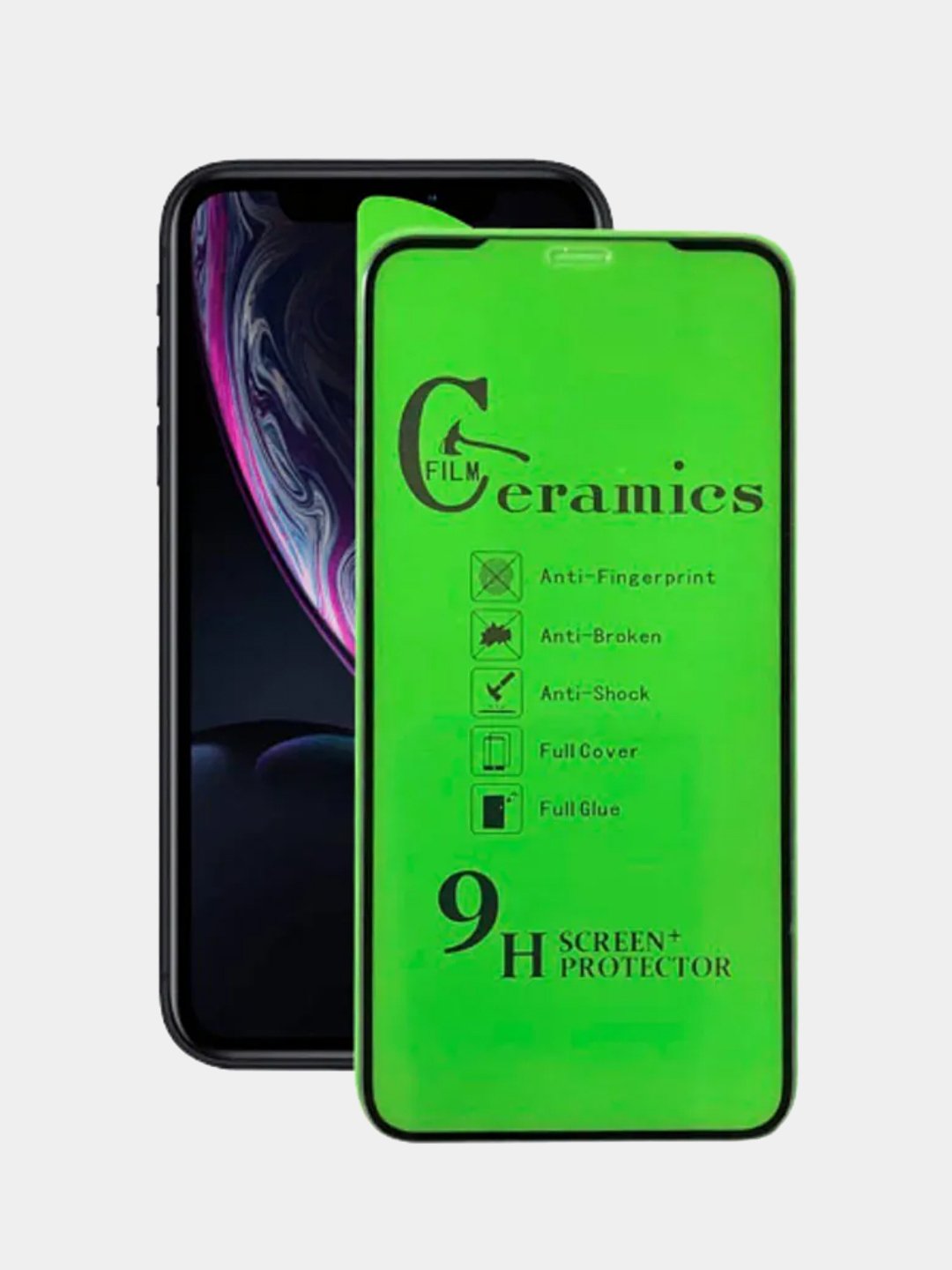 Защитное стекло Ceramics 9D Full Glue для iPhone 14/13/13 pro, цвет черный  купить по цене 320 ₽ в интернет-магазине KazanExpress