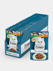 Влажный корм для кошек Гурмэ Перл Мясной Дуэт, с кроликом и курицей в соусе, 75 г, 26 штук