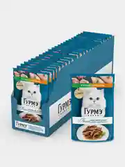 Влажный корм для кошек Гурмэ Перл Мясной Дуэт, с кроликом и курицей в соусе, 75 г, 26 штук