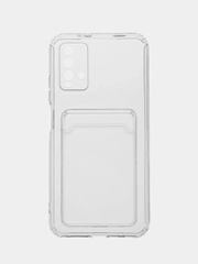 Чехол с карманом для карт на Xiaomi Redmi 9T, прозрачный, силиконовый