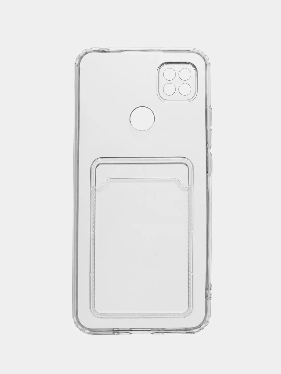 Прозрачный чехол с карманом для карт на Xiaomi Redmi 9C, прозрачный, силиконовый