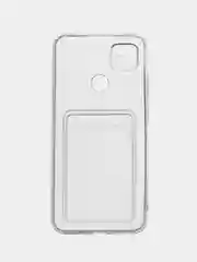 Прозрачный чехол с карманом для карт на Xiaomi Redmi 9C, прозрачный, силиконовый