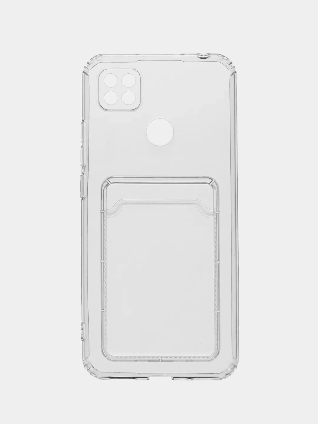 Прозрачный чехол с карманом для карт на Xiaomi Redmi 9C, прозрачный, силиконовый