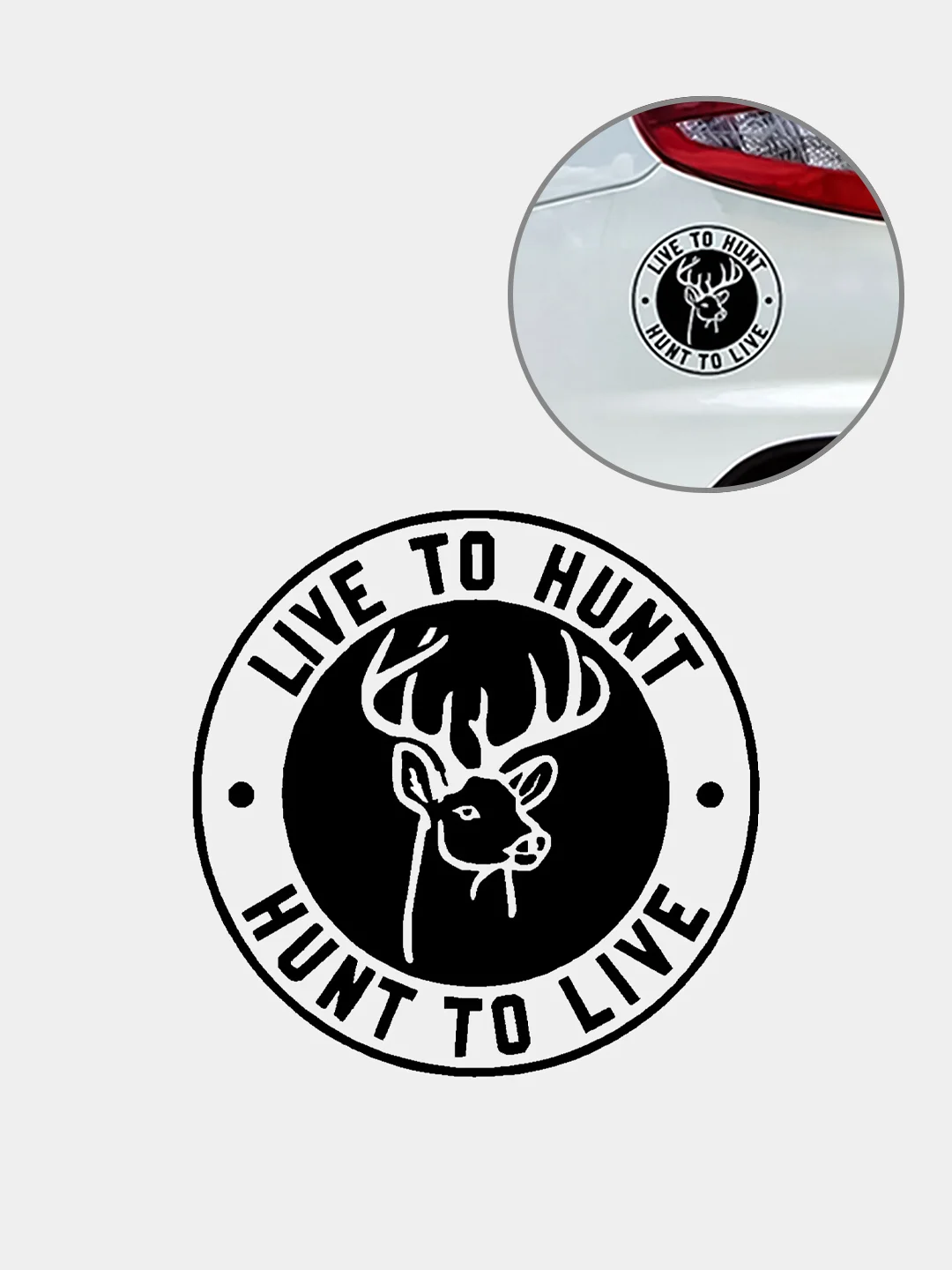 Черный наклейка на авто "Live to hunt hunt to live"
