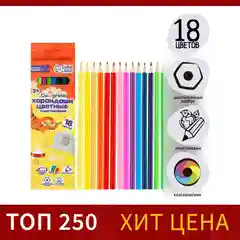 Карандаши цветные, пластиковые, треугольные/шестигранные, заточенные 6/12/18/24 Calligrata