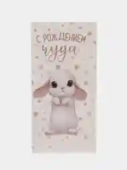 Багровый конверт-открытка для денег подарочный "Рождение ребёнка (мальчика, девочки)", выписка