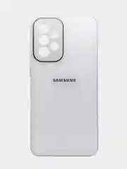 Белый чехол для Samsung Galaxy A33 / Самсунг Галакси А33, пластиковый, глянцевый, под стекло