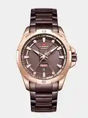 Бронзовый мужские наручные часы Naviforce NF9161 с календарём, в подарочной упаковке