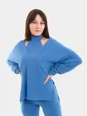 Голубой спортивный костюм для йоги, топ, лосины в рубчик, кофта, костюм женский лапша SHARMIN