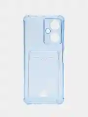 Голубой чехол для Tecno Camon 19 / 19 Pro 5G, прозрачный, с карманом для карты