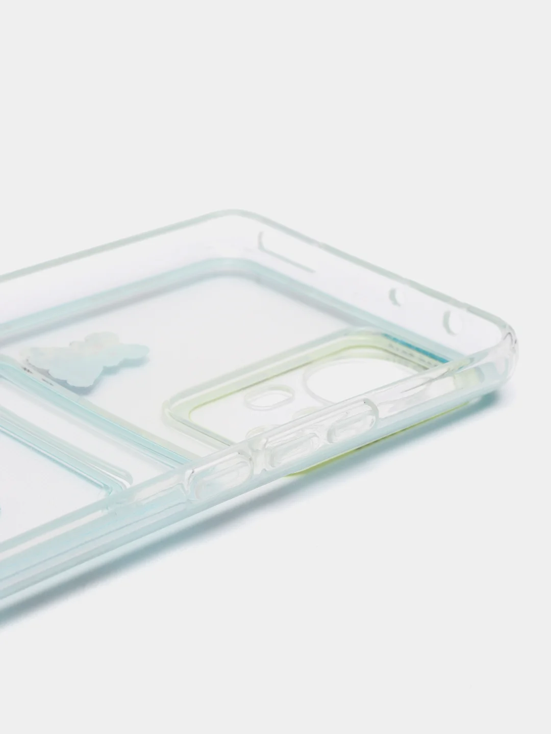 Голубой чехол Xiaomi 12 Pro (Сяоми 12 Про), прозрачный, с карманом для карты, с рисунком