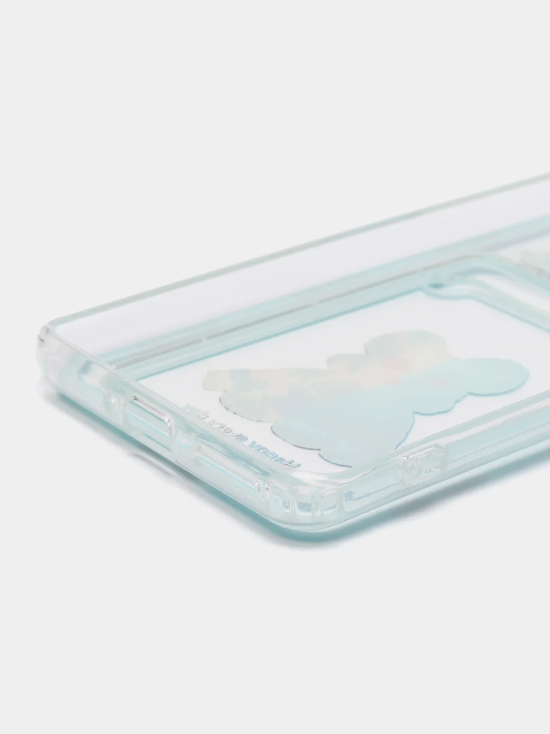 Голубой чехол Xiaomi 12 Pro (Сяоми 12 Про), прозрачный, с карманом для карты, с рисунком