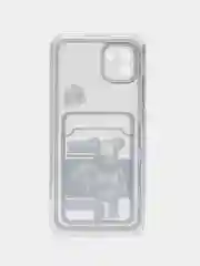 Черный чехол Samsung Galaxy A03 (Самсунг Галакси А03) прозрачный с карманом для карты, с рисунком