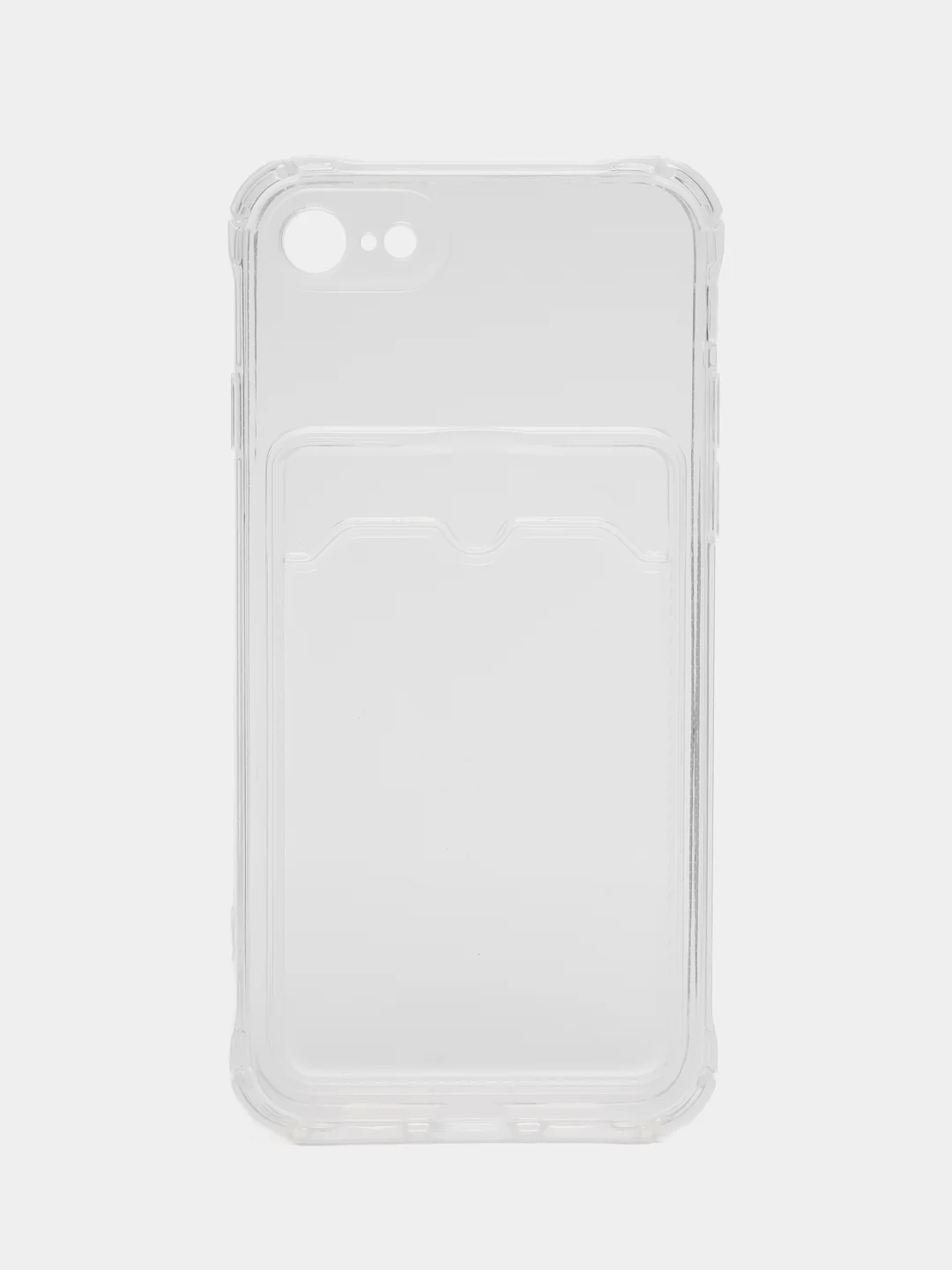 Прозрачный чехол на iPhone 11, 12, 13, 14 Pro, 7/8/SE 2020, XR с карманом для карт, силиконовый