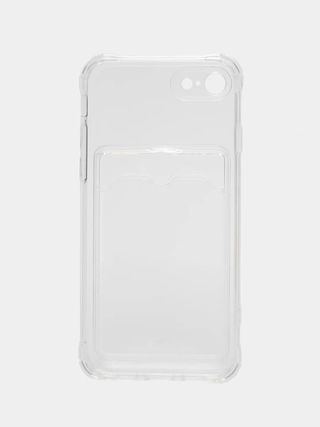 Прозрачный чехол на iPhone 11, 12, 13, 14 Pro, 7/8/SE 2020, XR с карманом для карт, силиконовый