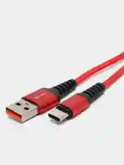Красный кабель USB на Type-C "GFPower 02T", 1 метр, 2.4A, нейлон, Android