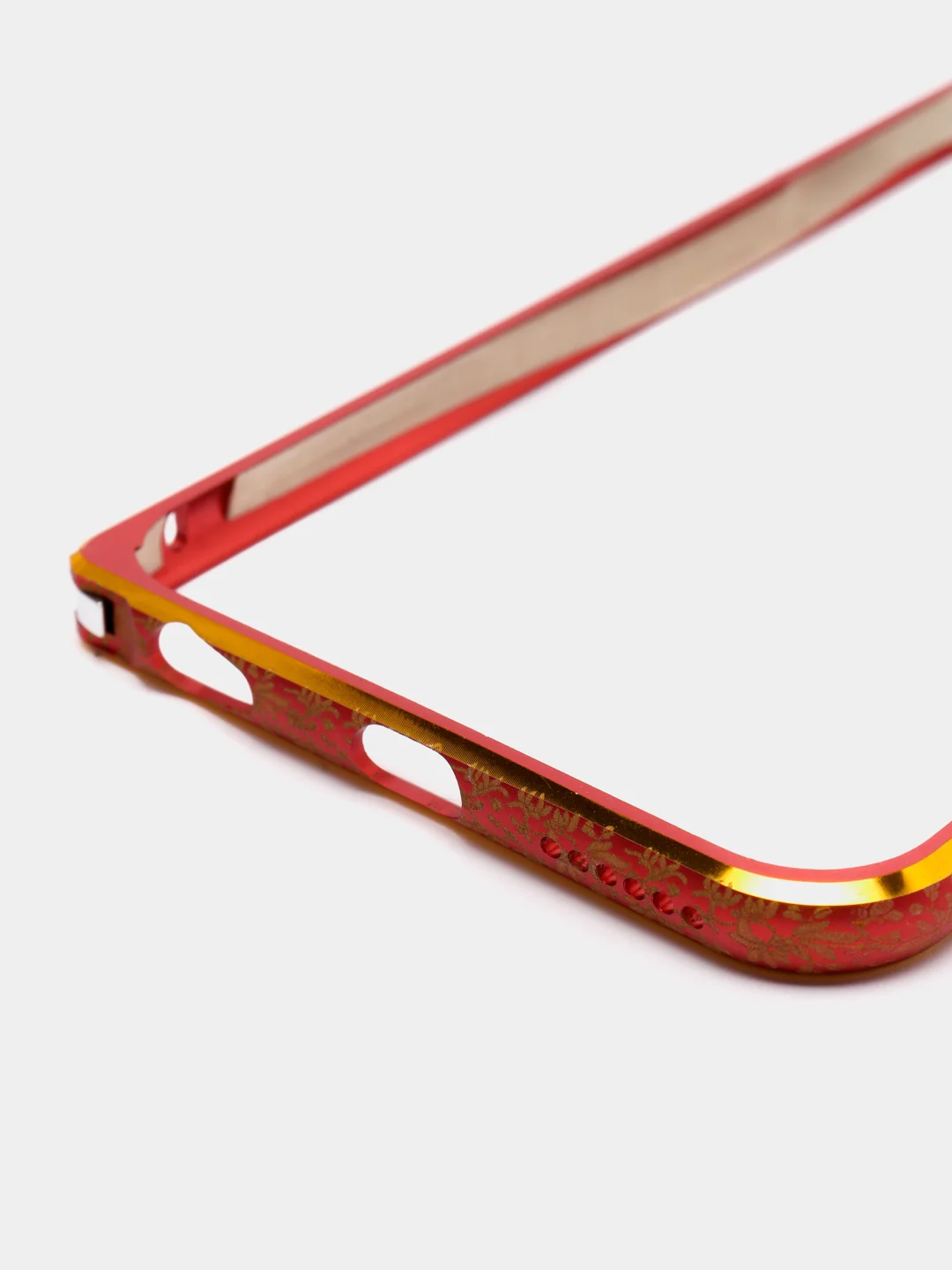 Коралловый бампер алюминиевый для iPhone 6, 6S, с золотым узором