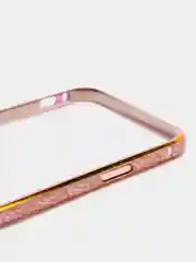 Розовый бампер алюминиевый для iPhone 6, 6S, с золотым узором
