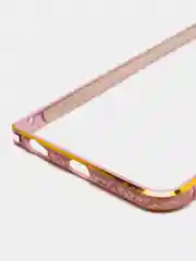 Розовый бампер алюминиевый для iPhone 6, 6S, с золотым узором