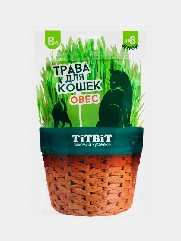 Лакомства Titbit, Трава для кошек, овес, 60 г