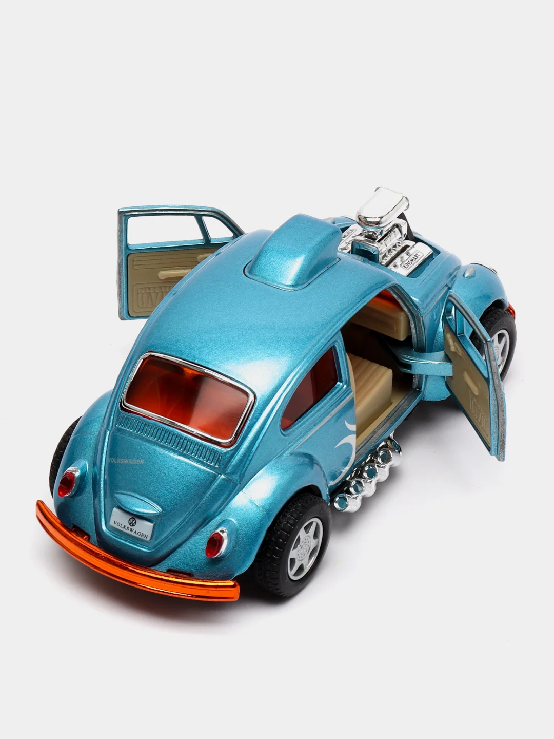 Голубой машинка металлическая Kinsmart Volkswagen Beetle Custom Dragracer KT5405D, 1:32
