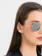 Серебряный солнцезащитные очки, круглые