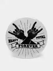 Белый значок "Heavy metal forever" из серии "Рок", 56 мм
