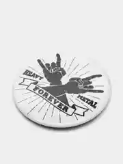 Белый значок "Heavy metal forever" из серии "Рок", 56 мм