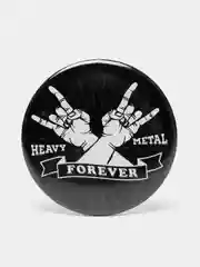 Черный значок "Heavy metal forever" из серии "Рок", 56 мм