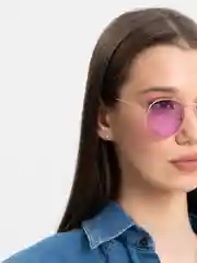Сиреневый солнцезащитные очки, круглые