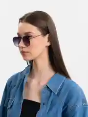 Фиолетовый солнцезащитные очки, круглые