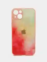Коралловый меланж чехол для iPhone (Айфон) 13 со стеклянной панелью