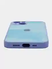 Голубой чехол для iPhone (Айфон) 13 со стеклянной панелью