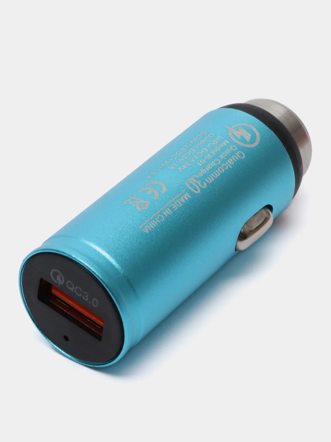 Голубой автомобильное зарядное устройство с быстрой зарядкой QC 3.0