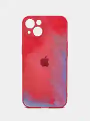 Розовый чехол для iPhone (Айфон) 13 со стеклянной панелью