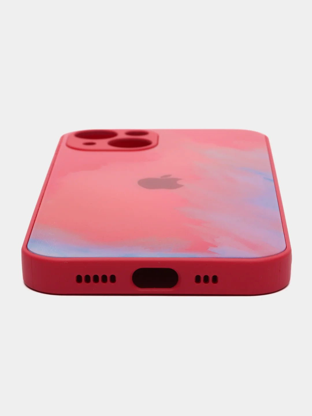 Розовый чехол для iPhone (Айфон) 13 со стеклянной панелью