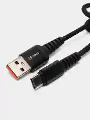 Черный кабель USB на Type-C "GFPower 02T", 1 метр, 2.4A, нейлон, Android
