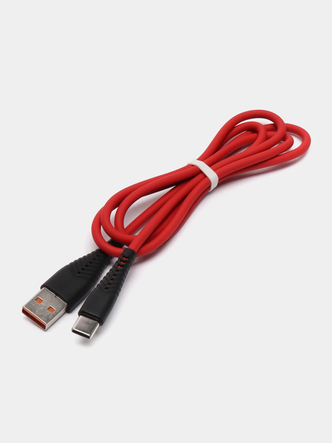 Красный кабель USB на Type-C "GFPower 19T", 1 метр, 2.4 A, силиконовый