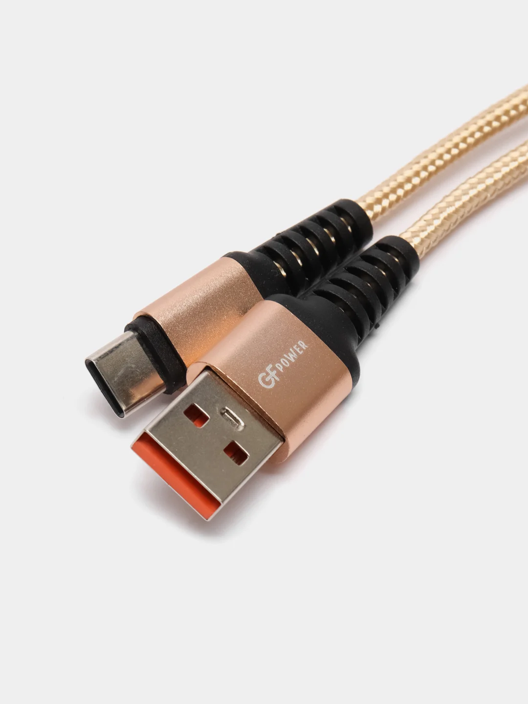 Золотой кабель USB на Type-C "GFPower 02T", 1 метр, 2.4A, нейлон, Android