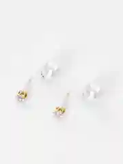 Белый серьги-пусеты с фианитом, 10 мм