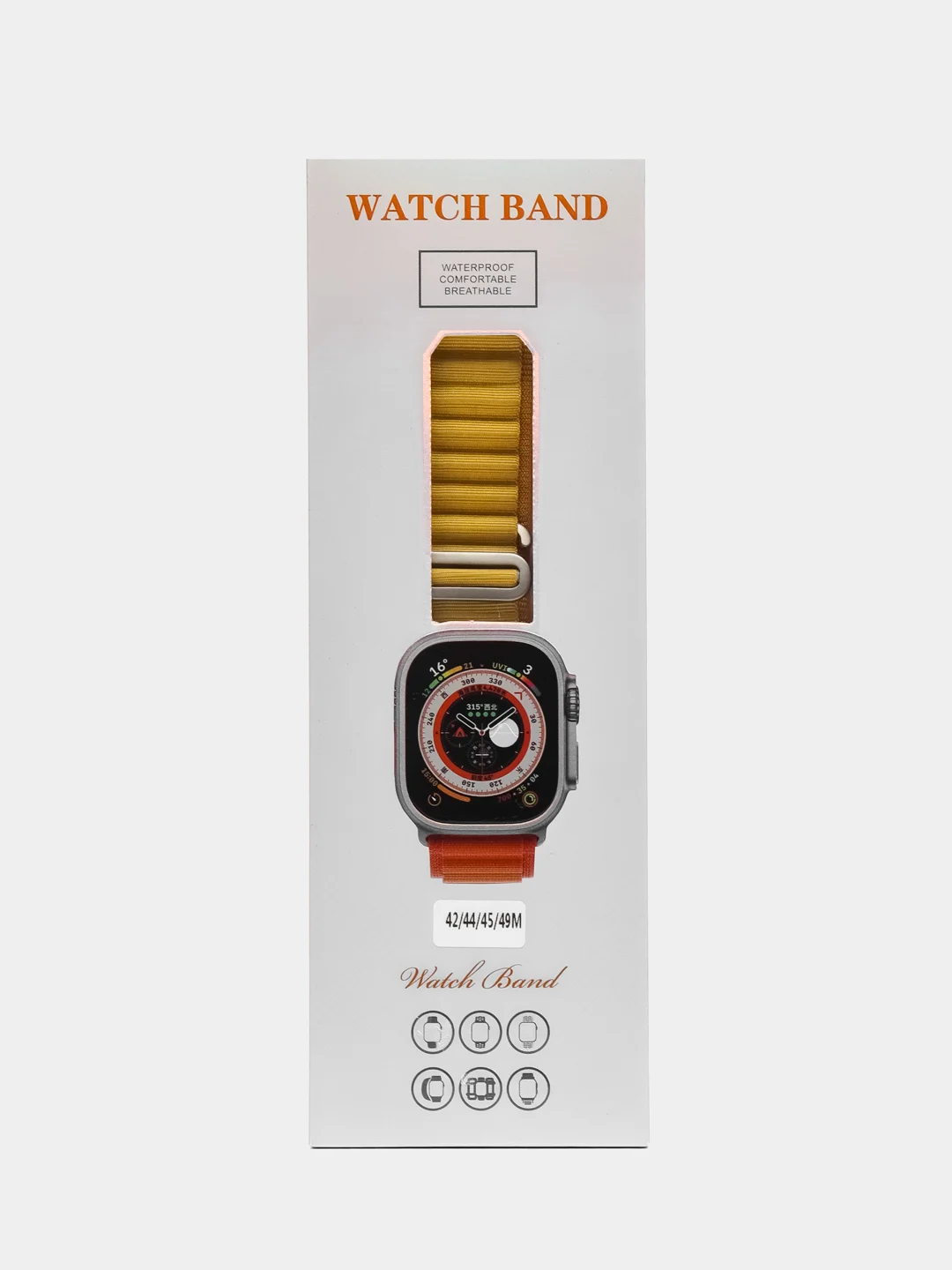 Желтый ремешок для Apple Watch Ultra 42/44/45/49 мм, для серии 4/5/6/7/8/9/SE/SE 2022