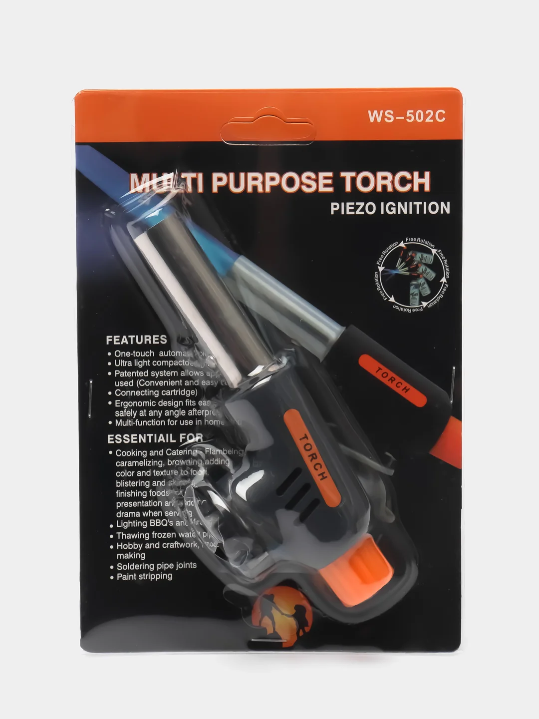 Газовая горелка с пьезоподжигом TORCH, туристическая