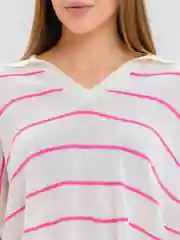 Фуксия футболка поло, в полоску