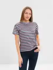 Приглушённый хаки футболка в цветную полоску, унисекс