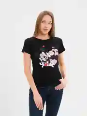 Черный футболка женская с печатью "Микки Маус", "Том и Джери"