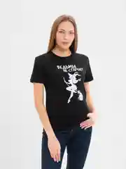 Черный футболка женская, с печатью