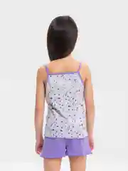Лавандовый пижама хлопковая для девочки, на бретелях, с шортами